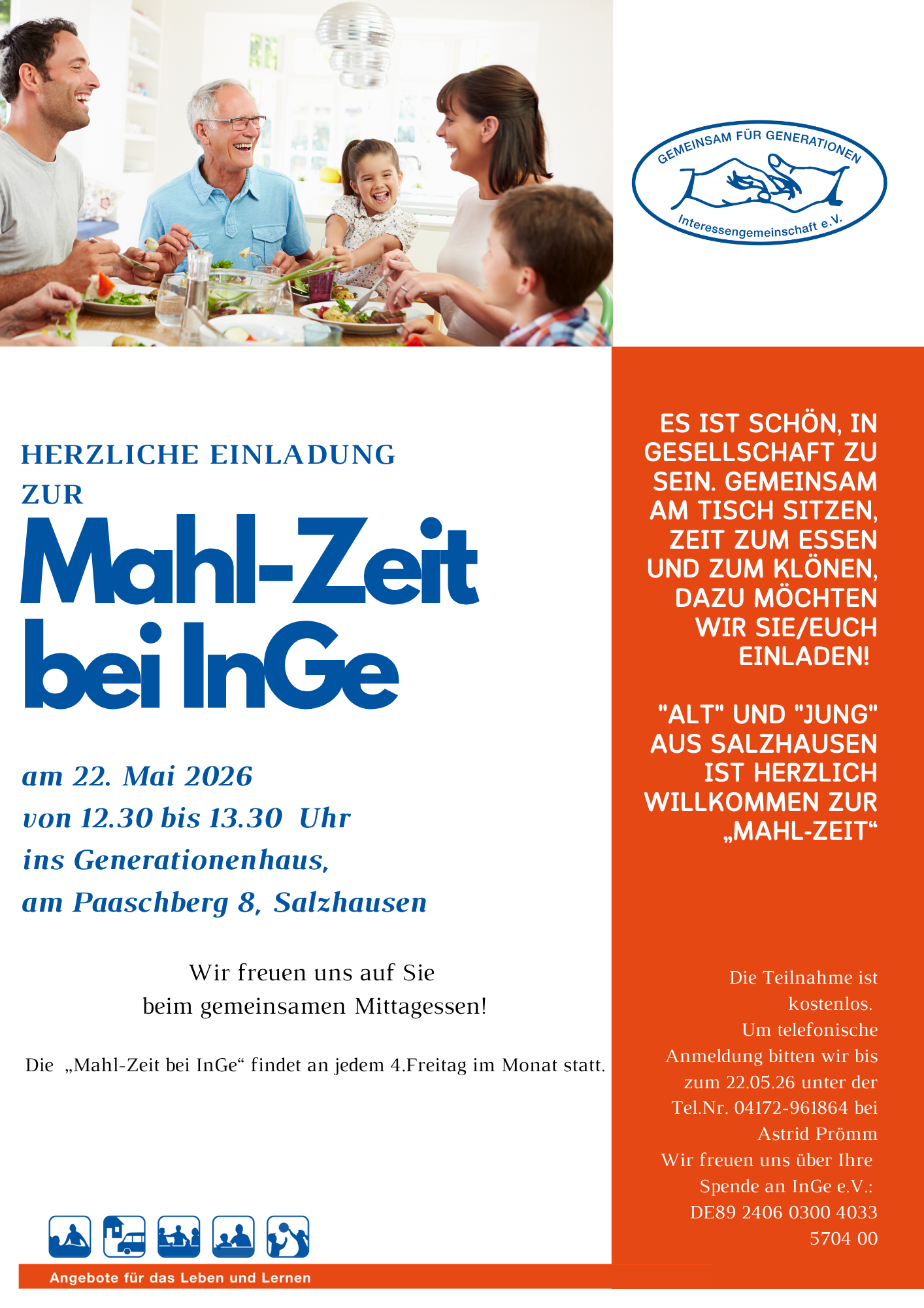Flyer Mahl-Zeit bei InGe Mai 2026